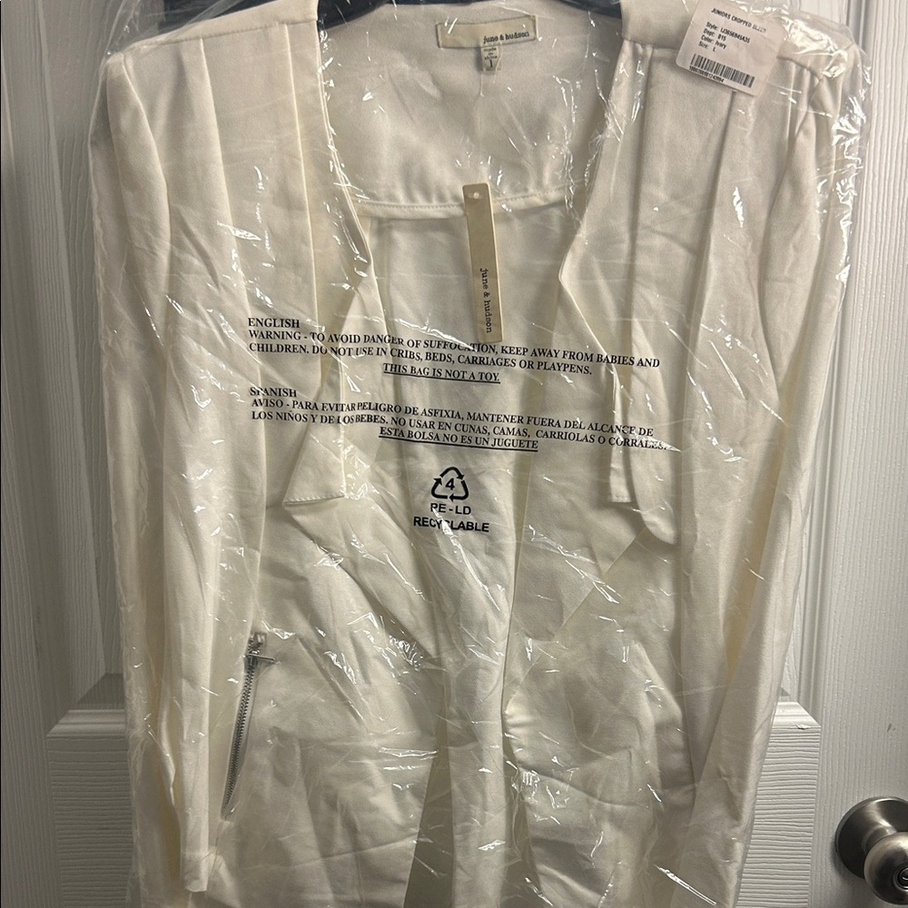 June & Hudson Long Sleeve White Top